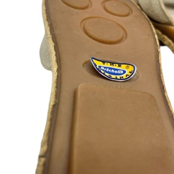 DR SCHOLL’S ORIGINAL HEAVEN SLIDES SANDALS 6M BEIGE SUEDE LEATHER BUCKLE RETRO - Picture 13 of 16